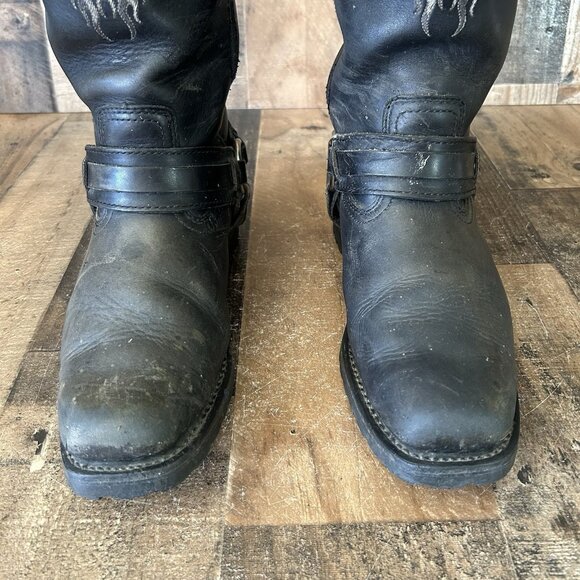 Harley Davidson 91055 Buckle Harness Square Toe Moto Motorcycle Boots Mens 9 - Picture 10 of 12